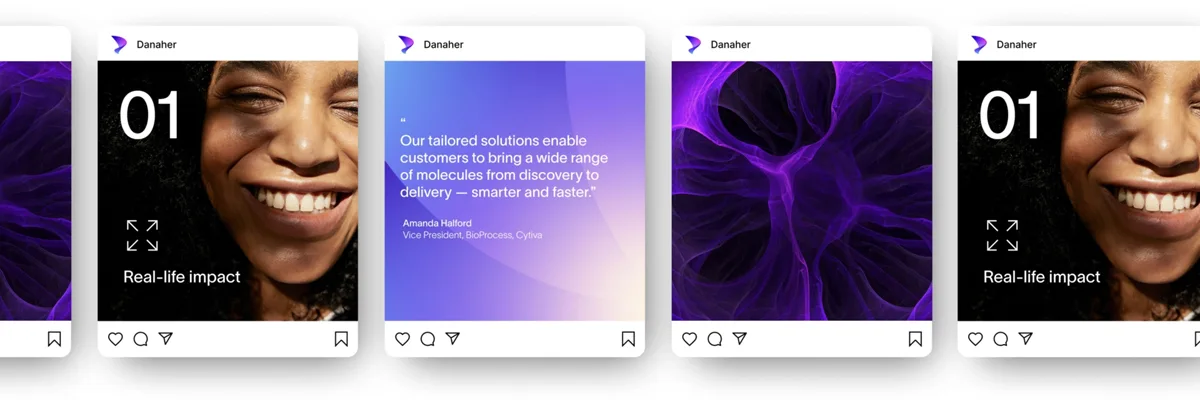 Danaher social campaign cards.