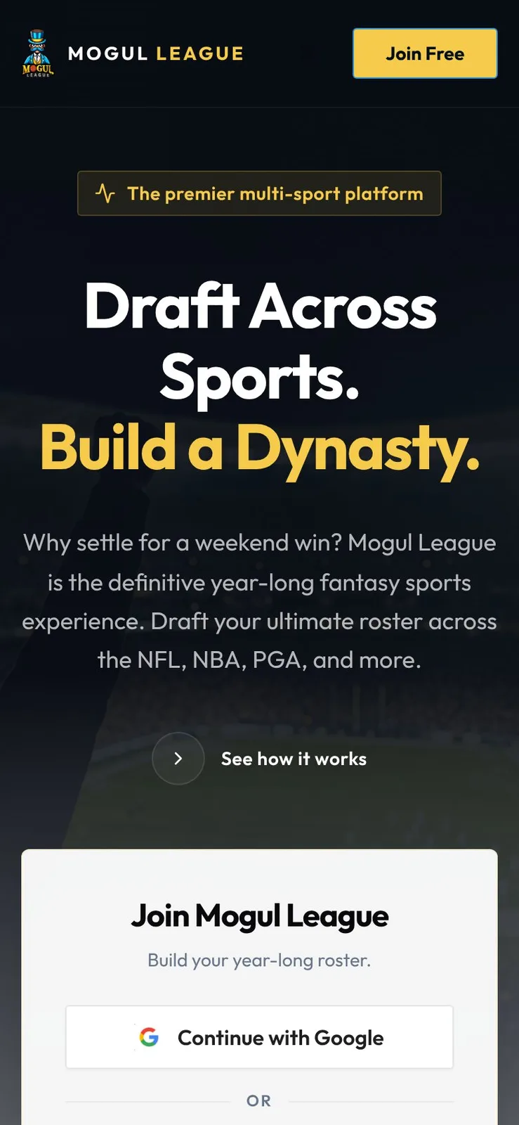 Mogul League mobile fantasy sports experience.